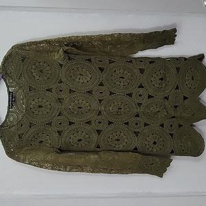 Olive Green Lace Crochet Top